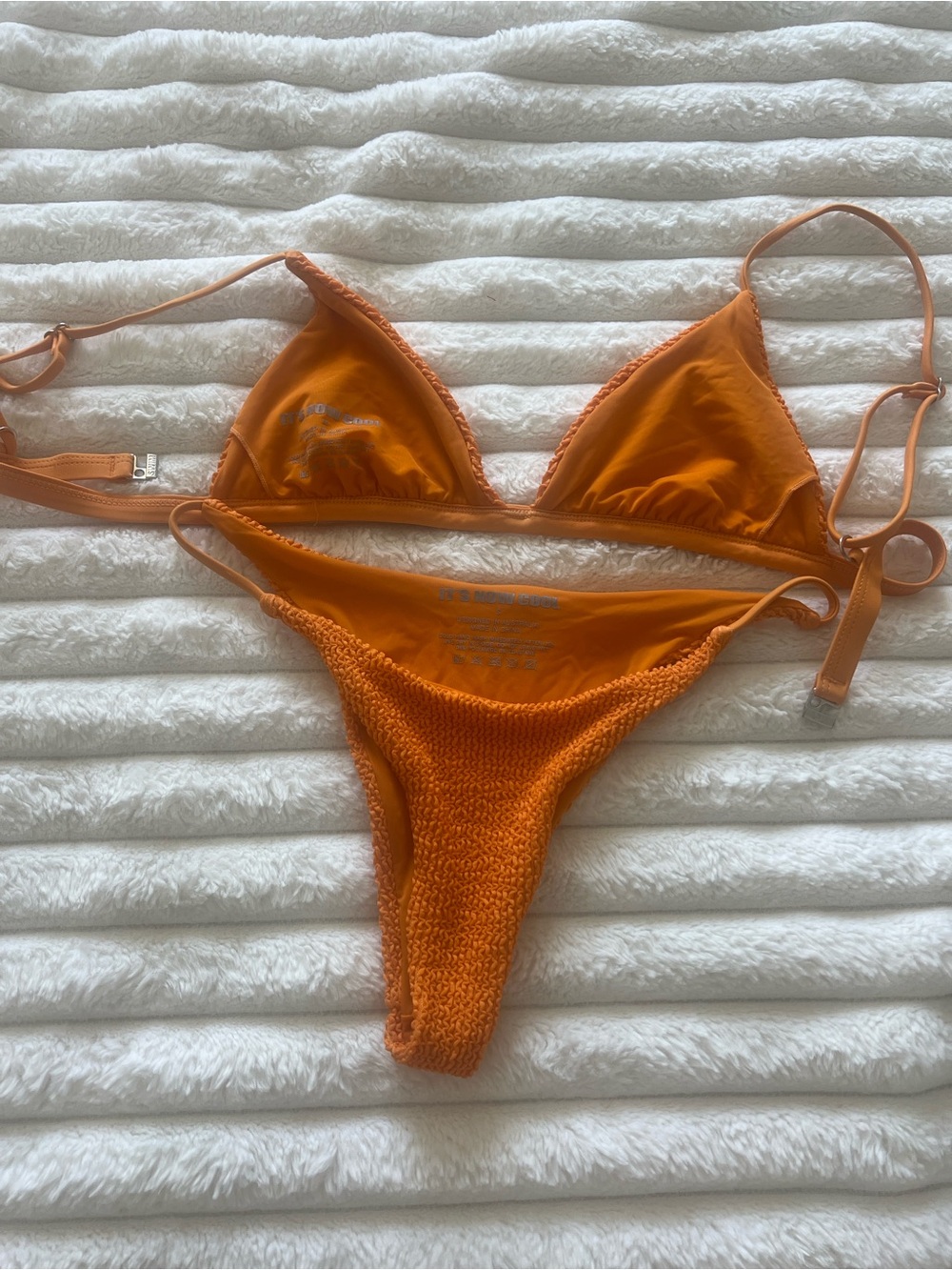 Textured Orange Triangle Bikini Set - Picture 5 of 6